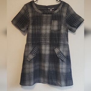 Elegant Black Plaid Women's Midi Dress